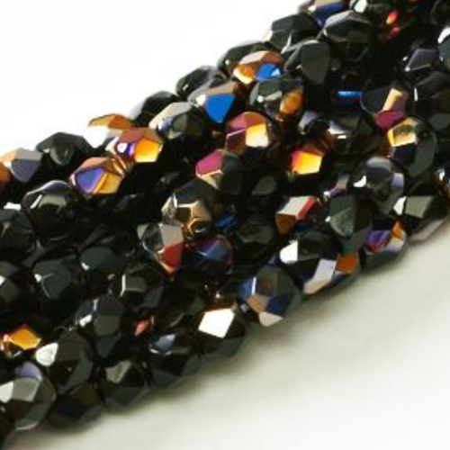 2mm Fire Polish Bead - Jet Sliperit - 23980-29500 - 50 Piece Bag