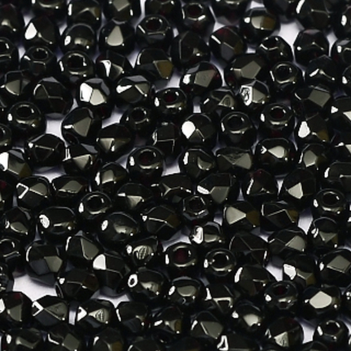 2mm Fire Polish Bead - Jet  - 23980