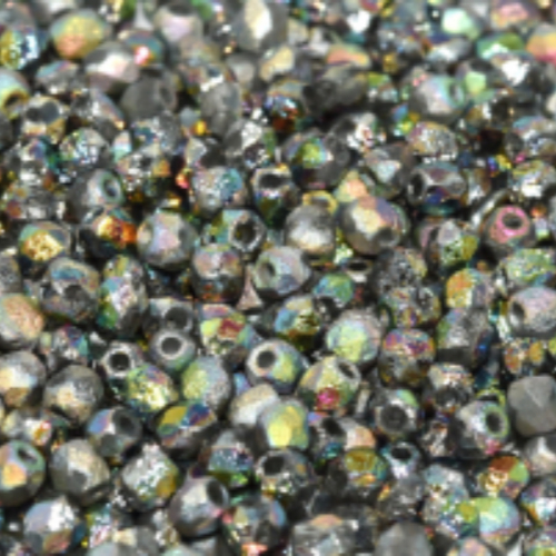 3mm Fire Polish Bead - Crystal Etched Full Vitrail - 00030-28180