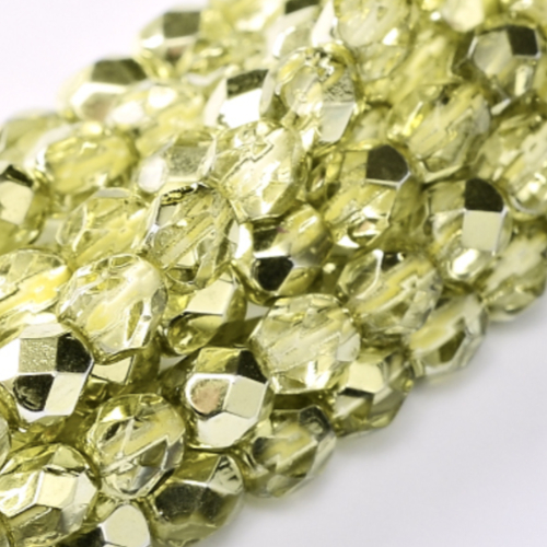 3mm Fire Polish Bead - Crystal Lime Metallic Ice - 00030-67813