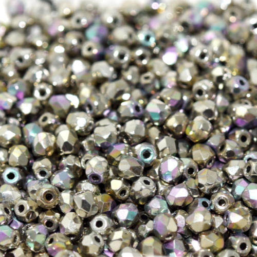 3mm Fire Polish Bead - Crystal Glittery Argentic - 00030-98554