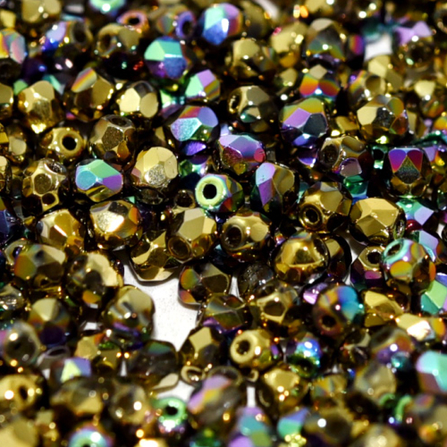 3mm Fire Polish Bead - Crystal Glittery Amber - 00030-98557