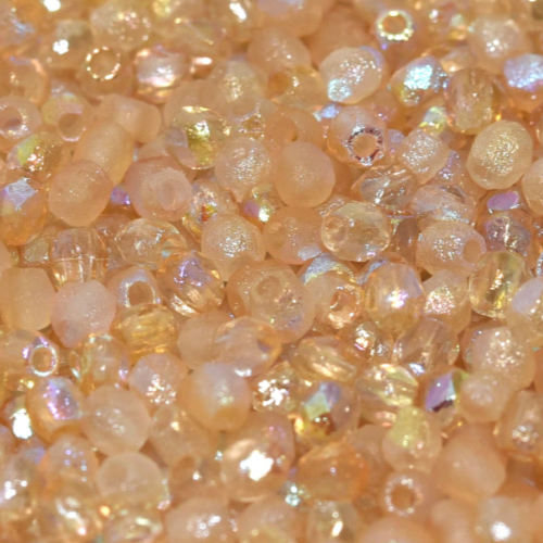 3mm Fire Polish Bead - Crystal Etched Yellow Rainbow - 00030-98581