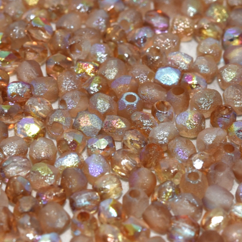 3mm Fire Polish Bead - Crystal Etched Brown Rainbow - 00030-98582R