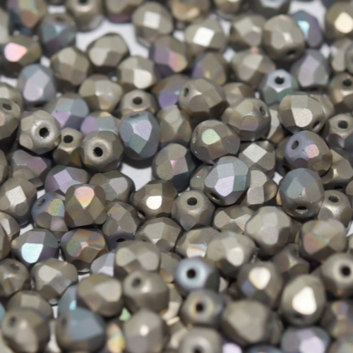 3mm Fire Polish Bead - Crystal Glittery Argentic Matted - 00030-98854