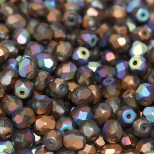 3mm Fire Polish Bead - Crystal Glittery Bronze Matted - 00030-98856