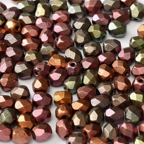 3mm Fire Polish Bead - Purple Iris Gold  - 01640