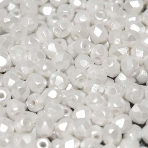 3mm Fire Polish Bead - Alabaster Pastel White - 02010-25001