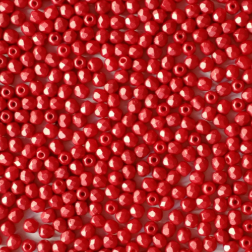 3mm Fire Polish Bead - Alabaster Pastel Dark Coral - 02010-25010