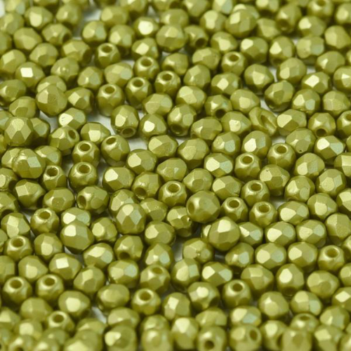 3mm Fire Polish Bead - Alabaster Pastel Lime - 02010-25021 - 50 Piece Bag