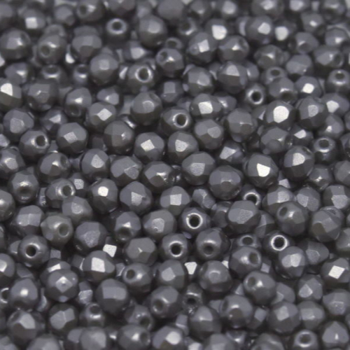 3mm Fire Polish Bead - Alabaster Pastel Light Grey - 02010-25028