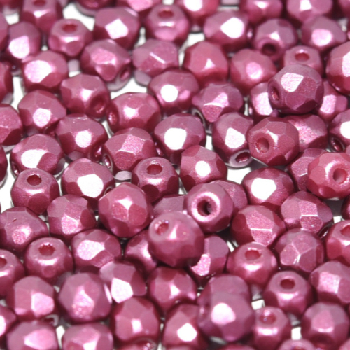 3mm Fire Polish Bead - Alabaster Pastel Burgundy - 02010-25031