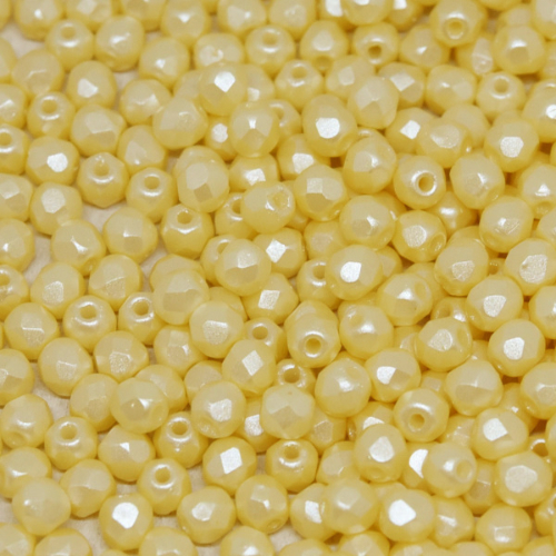 3mm Fire Polish Bead - Alabaster Pastel Cream - 02010-25039 - 50 Piece Bag