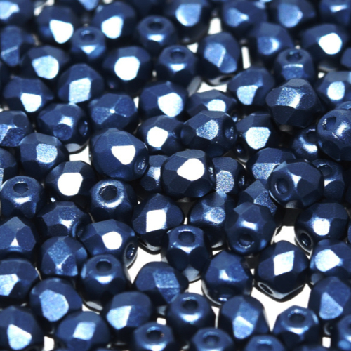 3mm Fire Polish Bead - Alabaster Pastel Montana Blue - 02010-25042