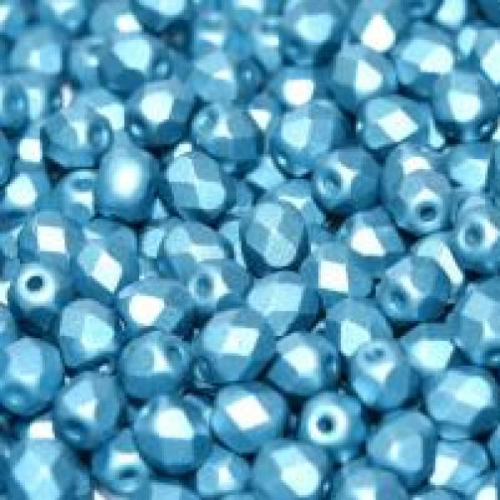 3mm Fire Polish Bead - Alabaster Metallic Aqua - 02010-29436 - 50 Piece Bag