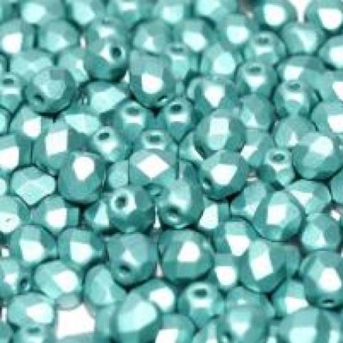 3mm Fire Polish Bead - Alabaster Metallic Emerald - 02010-29455 - 50 Piece Bag