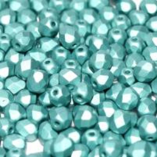 3mm Fire Polish Bead - Alabaster Metallic Emerald - 02010-29455