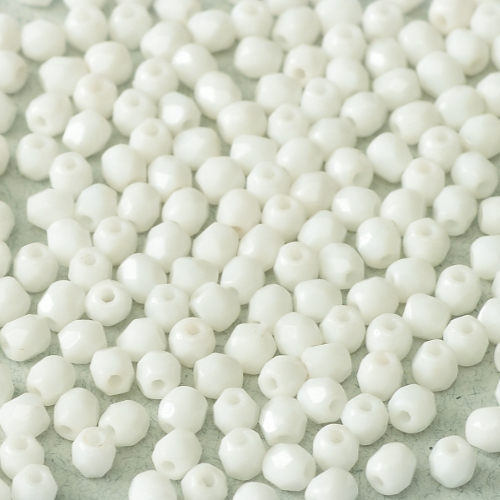 3mm Fire Polish Bead - Chalk White  - 03000