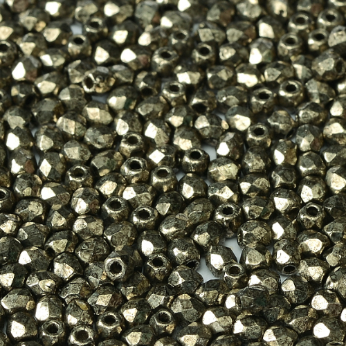 3mm Fire Polish Bead - Jet Antique Chrome - 23980-18549