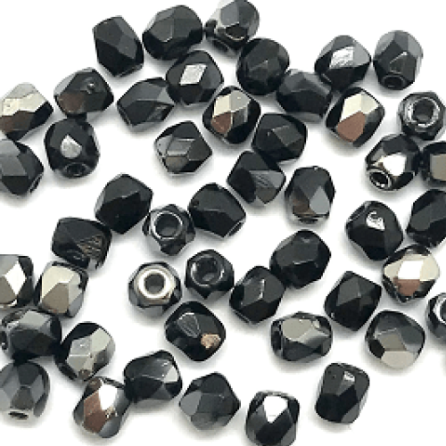 3mm Fire Polish Bead - Jet Chrome - 23980-27401 - 50 Piece Bag