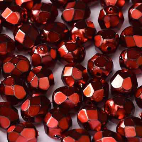 3mm Fire Polish Bead - Jet Heavy Metal Hot Pink - 23980-34249 - 50 Piece Bag