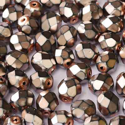 3mm Fire Polish Bead - Jet Heavy Metal Tanzanite - 23980-34426 - 50 Piece Bag