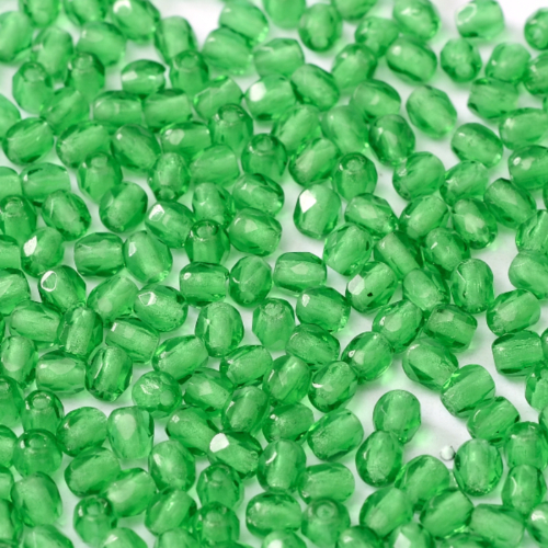 3mm Fire Polish Bead - Green  - 50120