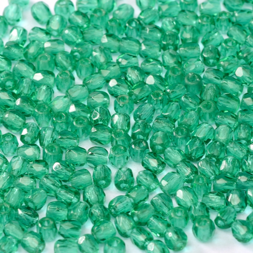 3mm Fire Polish Bead - Emerald  - 50720