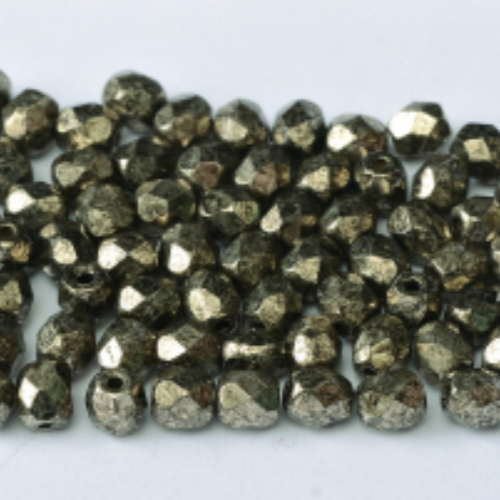 4mm Fire Polish Bead - Crystal Antique Chrome - 00030-18549 - 50 Piece Bag