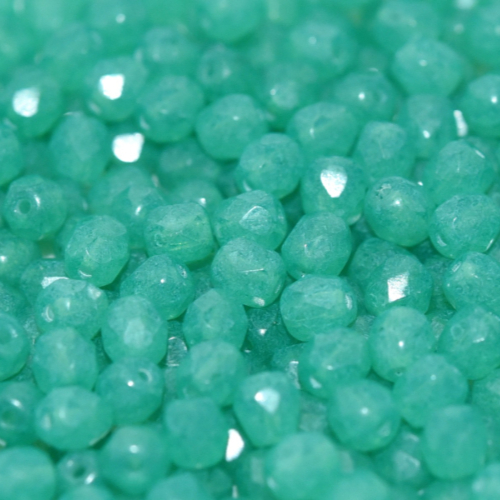 4mm Fire Polish Bead - Crystal Milky Green - 00030-20052 - 50 Piece Bag