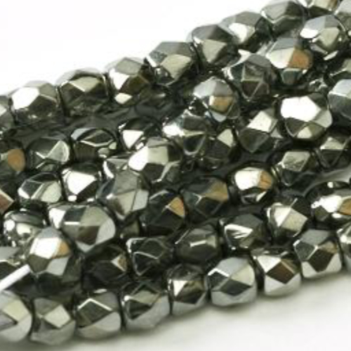 4mm Fire Polish Bead - Crystal Full Chrome - 00030-27400 - 50 Piece Bag