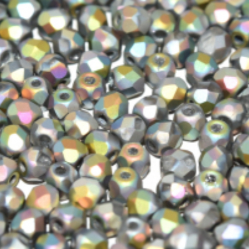 4mm Fire Polish Bead - Crystal Vitrail Full Matted - 00030-28170 - 50 Piece Bag