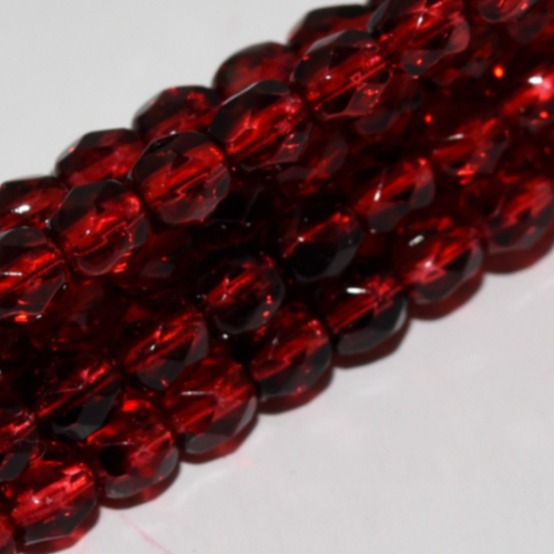 4mm Fire Polish Bead - Crystal Siam Red - 00030-64989