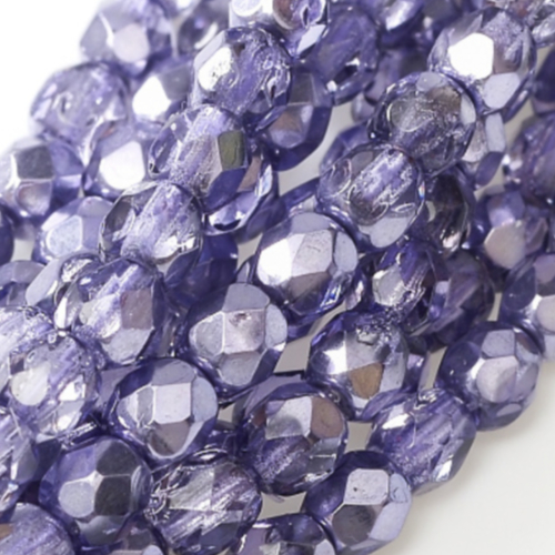 4mm Fire Polish Bead - Crystal Violet Metallic Ice - 00030-67236 - 50 Piece Bag