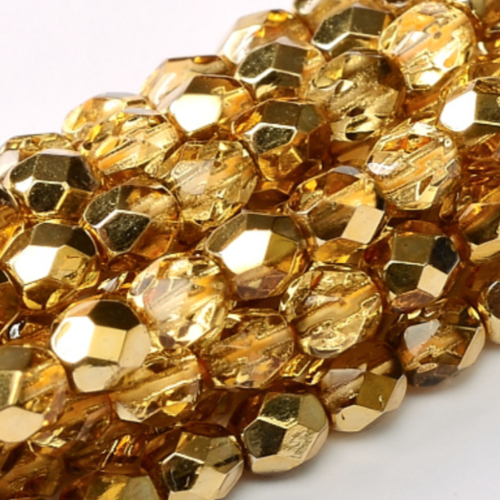 4mm Fire Polish Bead - Crystal Apricot Metallic Ice - 00030-67861 - 50 Piece Bag