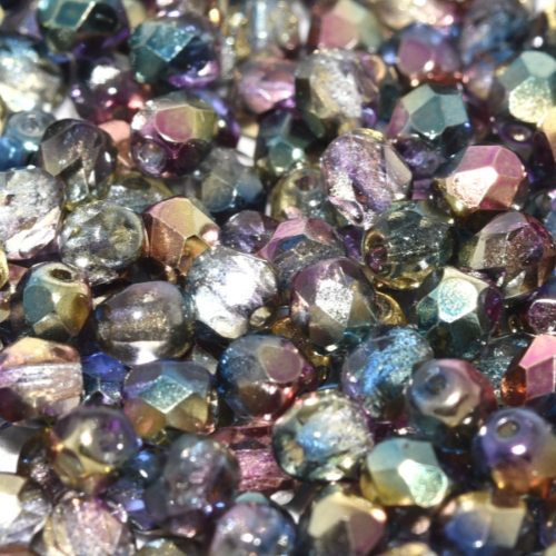 4mm Fire Polish Bead - Crystal Sunny Magic Royal - 00030-98001 - 50 Piece Bag