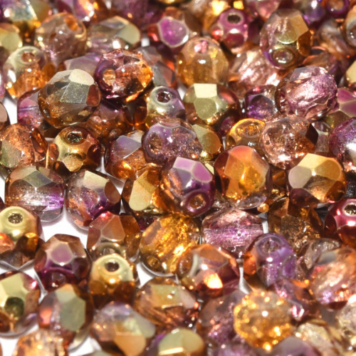 4mm Fire Polish Bead - Crystal Sunny Magic Embers - 00030-98004 - 50 Piece Bag