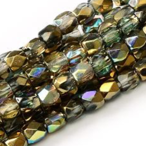4mm Fire Polish Bead - Crystal Golden Rainbow - 00030-98536 - 50 Piece Bag