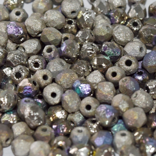4mm Fire Polish Bead - Crystal Etched Glittery Argentic - 00030-98554E