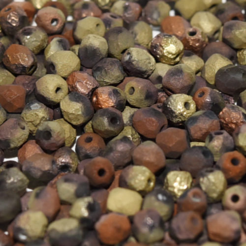 4mm Fire Polish Bead - Crystal Etched Dark California Gold Rush - 00030-98582D