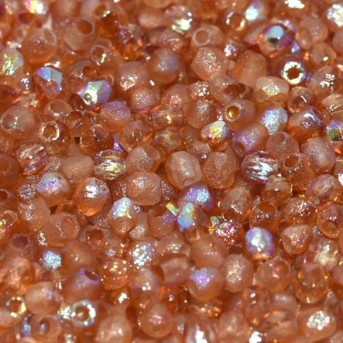 4mm Fire Polish Bead - Crystal Etched Orange Rainbow - 00030-98585 - 50 Piece Bag
