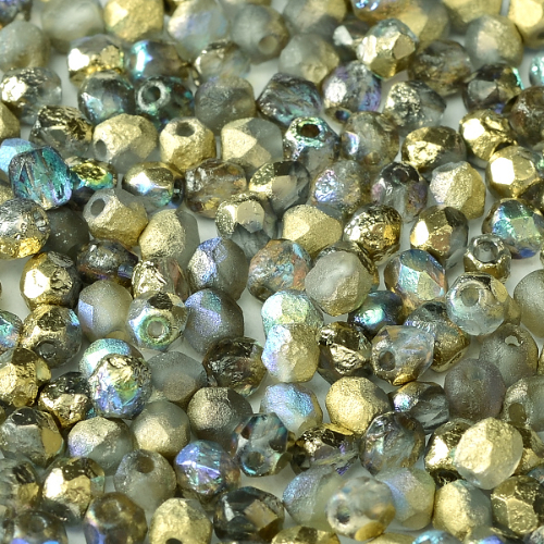 4mm Fire Polish Bead - Crystal Etched Golden Rainbow - 00030-98586