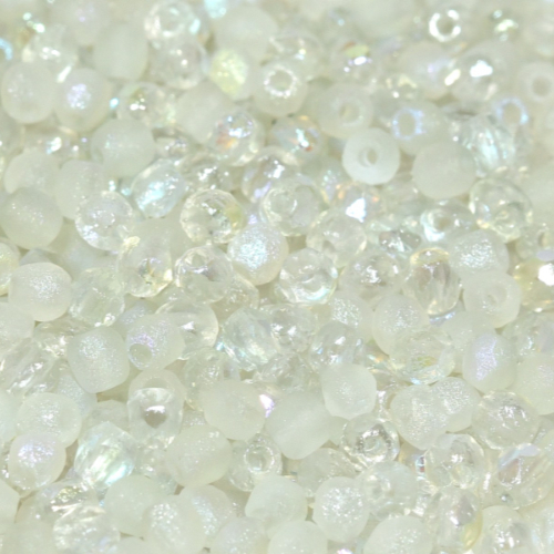 4mm Fire Polish Bead - Crystal Etched Green Rainbow - 00030-98589 - 50 Piece Bag