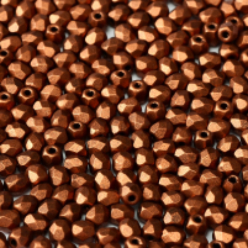 4mm Fire Polish Bead - Copper  - 01750 - 50 Piece Bag