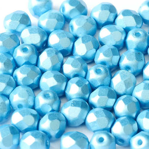 4mm Fire Polish Bead - Alabaster Pastel Turquoise - 02010-25020 - 50 Piece Bag