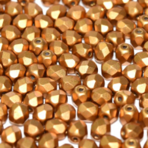 4mm Fire Polish Bead - Alabaster Metallic Brass - 02010-29415 - 50 Piece Bag