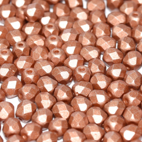 4mm Fire Polish Bead - Alabaster Metallic Terracotta - 02010-29487 - 50 Piece Bag