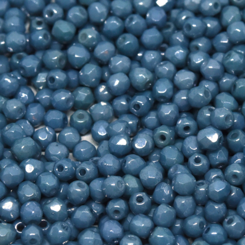 4mm Fire Polish Bead - Chalk White Baby Blue Luster - 03000-14464 - 50 Piece Bag