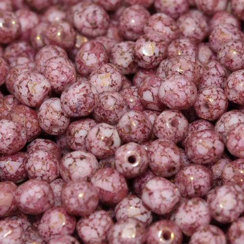 4mm Fire Polish Bead - Chalk White Teracota Purple - 03000-15496