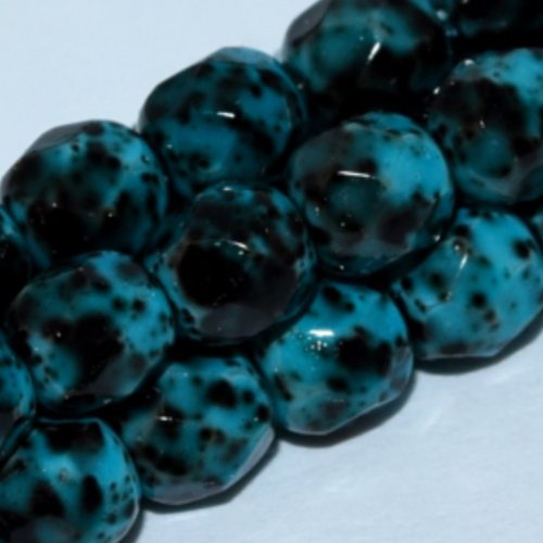 4mm Fire Polish Bead - Chalk White Petrol Blue - 03000-84627 - 50 Piece Bag